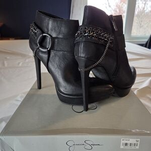 Jessica Simpson Black Biker Stiletto Ankle Boots
